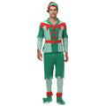 Christmas Elf Costume for Men, front view on a white background