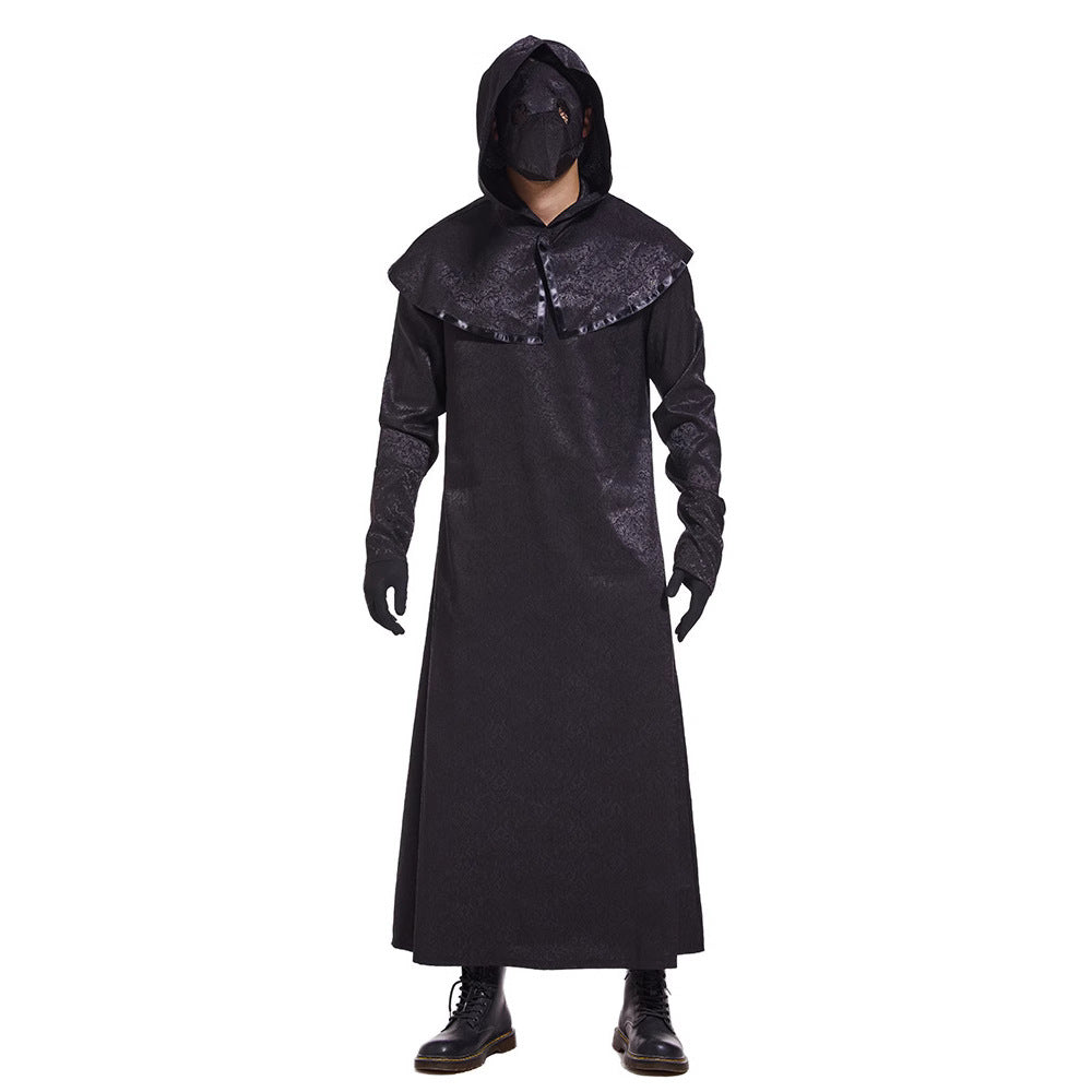 Medieval Plague Doctor Bird Beak Mask for Men and Couples, front view on a white background