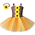 Sunflower Mesh Children's Dress Princess Tutu Dress Halloween Party Scarecrow