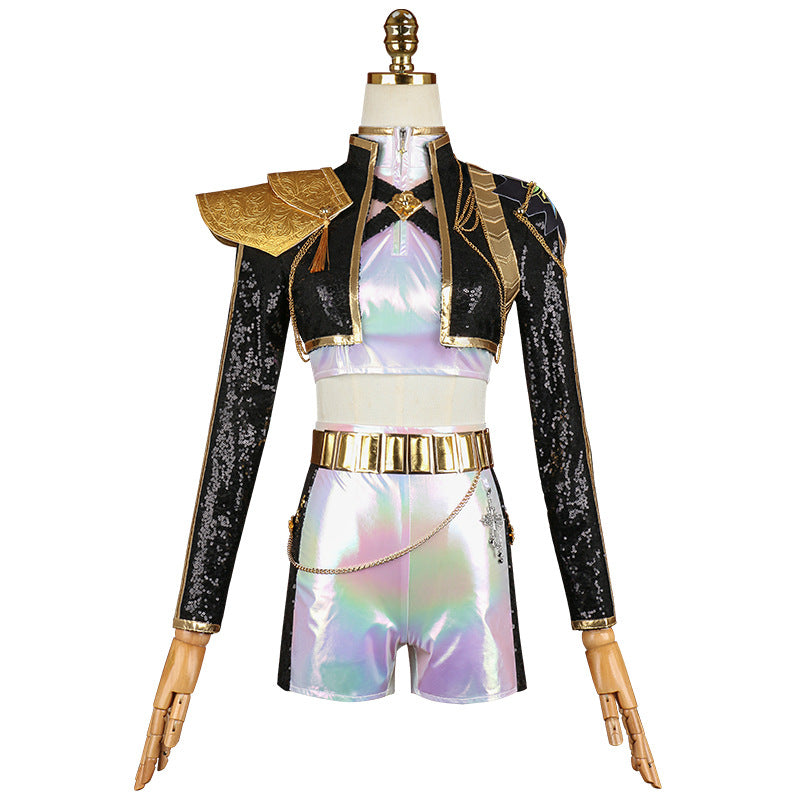 KPop Demon Hunters Zoey Costume Adult Black Gold Stage Outfit Halloween Cosplay – photo 5