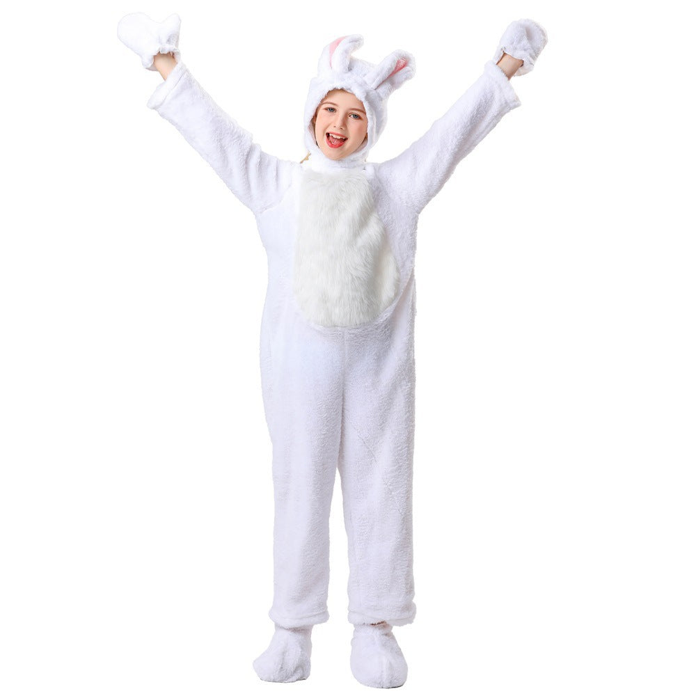 White Rabbit Animal Onesie for Kids, product photo 2 on a white background