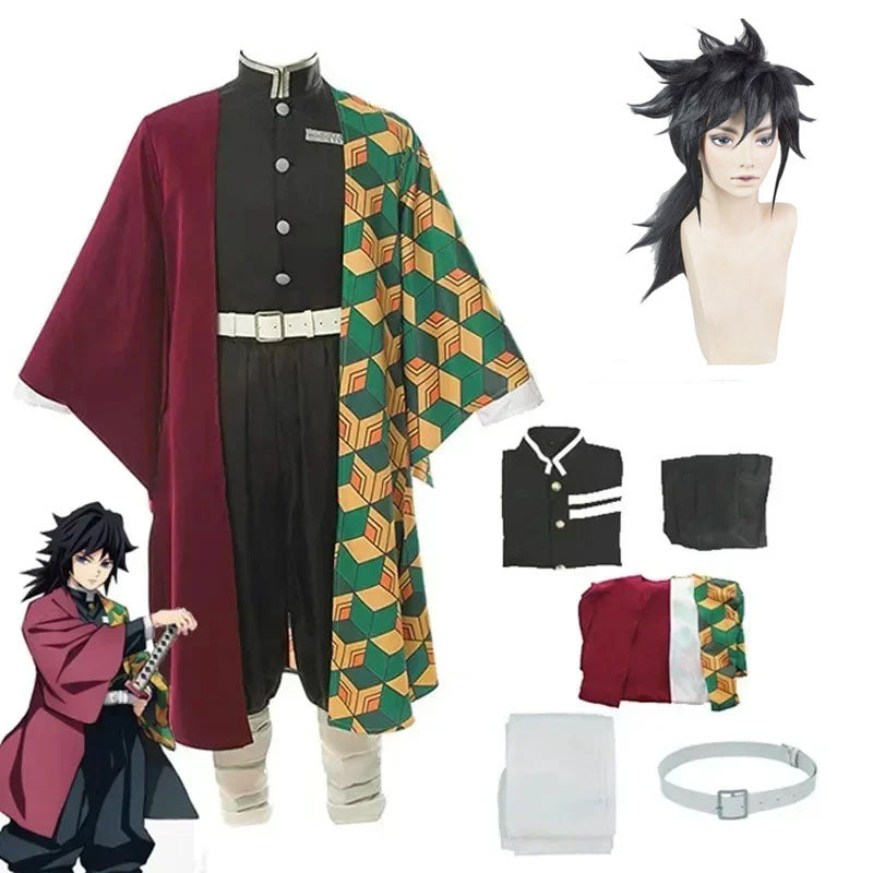 Demon Slayer Giyu Tomioka Cosplay Costume Adult Uniform Halloween Anime