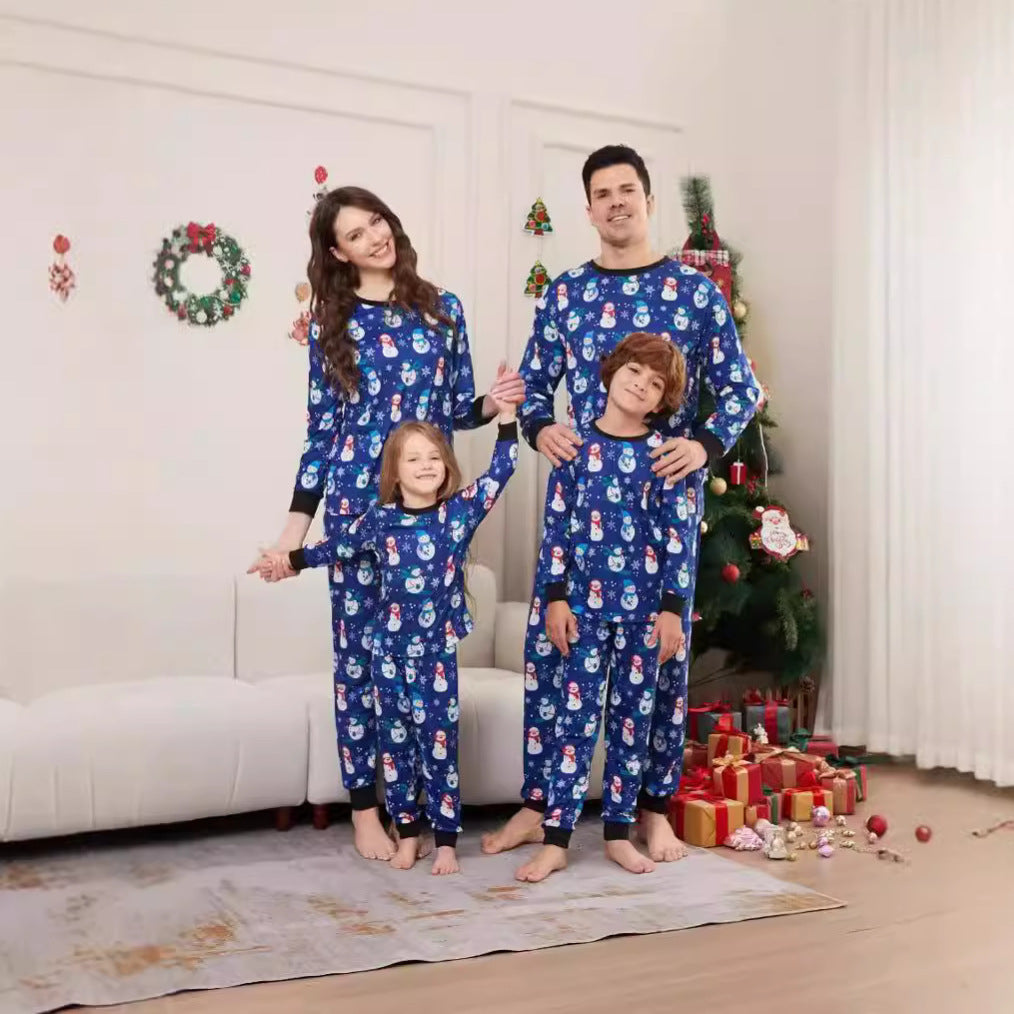 Christmas Snowman Snowflake Hat Plaid Christmas Family Matching Printed Pajamas