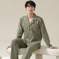 Long sleeved cardigan home wear men's pajamas set