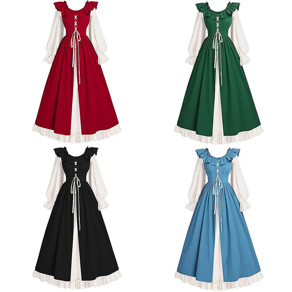 Medieval Renaissance Victorian Lace-Up Dress for Women, costume photo