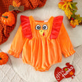 Thanksgiving Turkey Baby Romper Autumn Winter Velvet Long Sleeve Onesie for