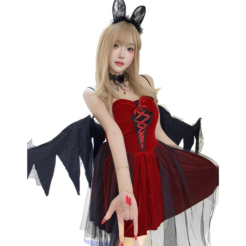 Red Angel Demon Costume Women Gothic Vampire Dress Halloween Cosplay – photo 5