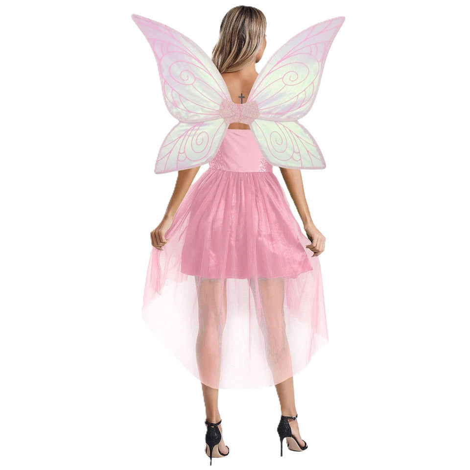 Christmas Elf Costume Women Adult Fairy Dress with Wings Holiday Cosplay