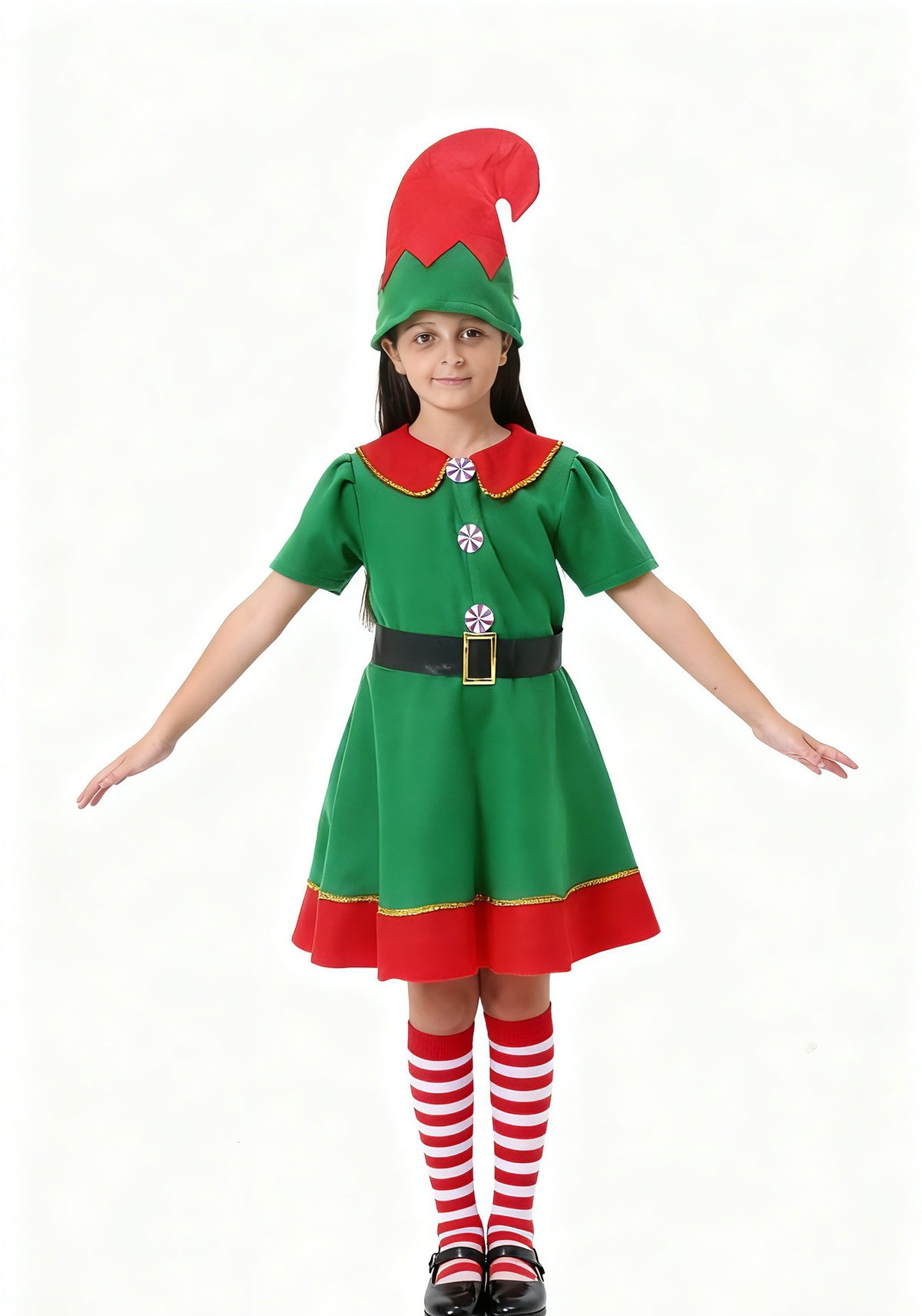 Christmas Elf Costume for Girls, product photo 6 on a white background