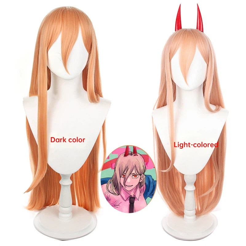 Chainsaw Man/Chainsaw Man Pawa Dali Milk Orange Long Hair COS Anime Wig Headpiece