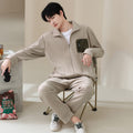 Men's thick and warm standing collar zipper home clothes in pajamas