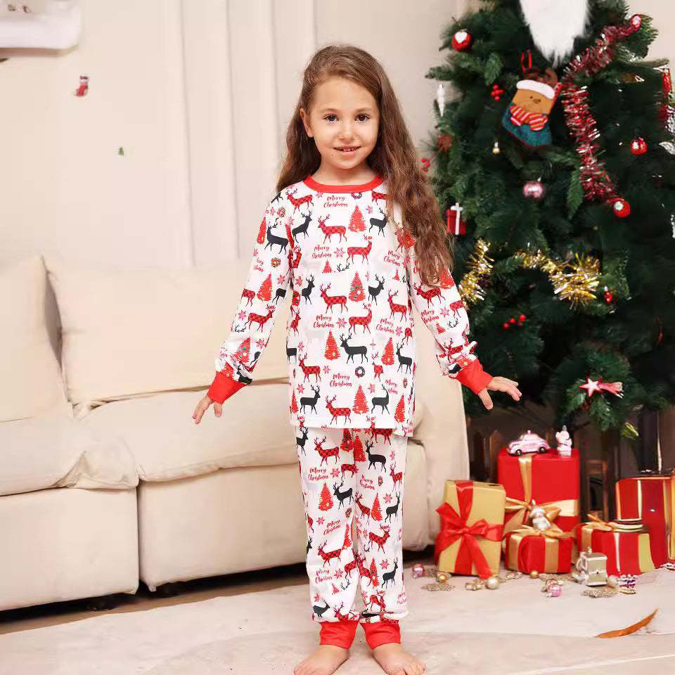 Fashion Letter Cartoon Deer Christmas Family Matching Printed Home Wear Pajamas