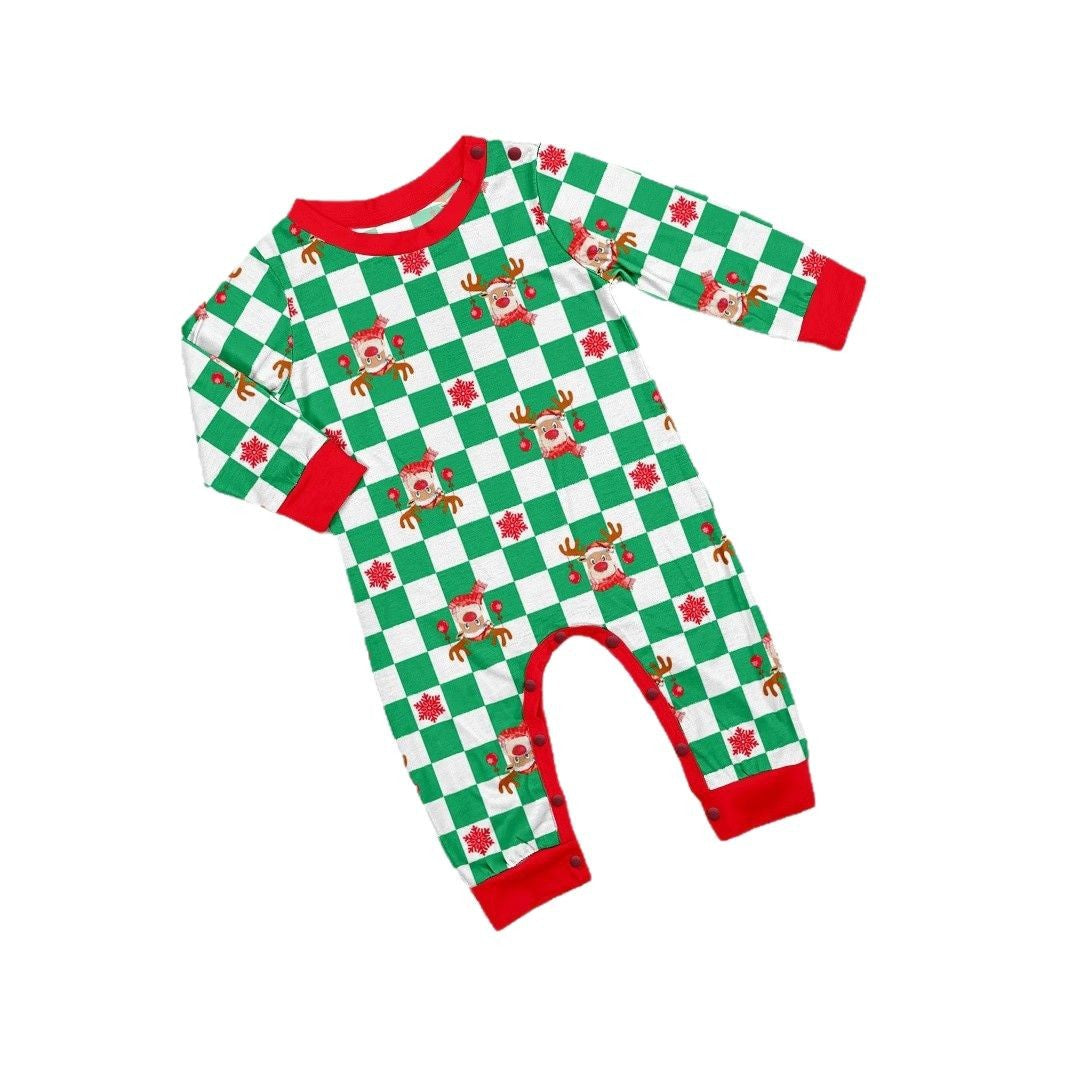 Christmas Deer Letter Plaid Matching Family Pajamas Sleepwear