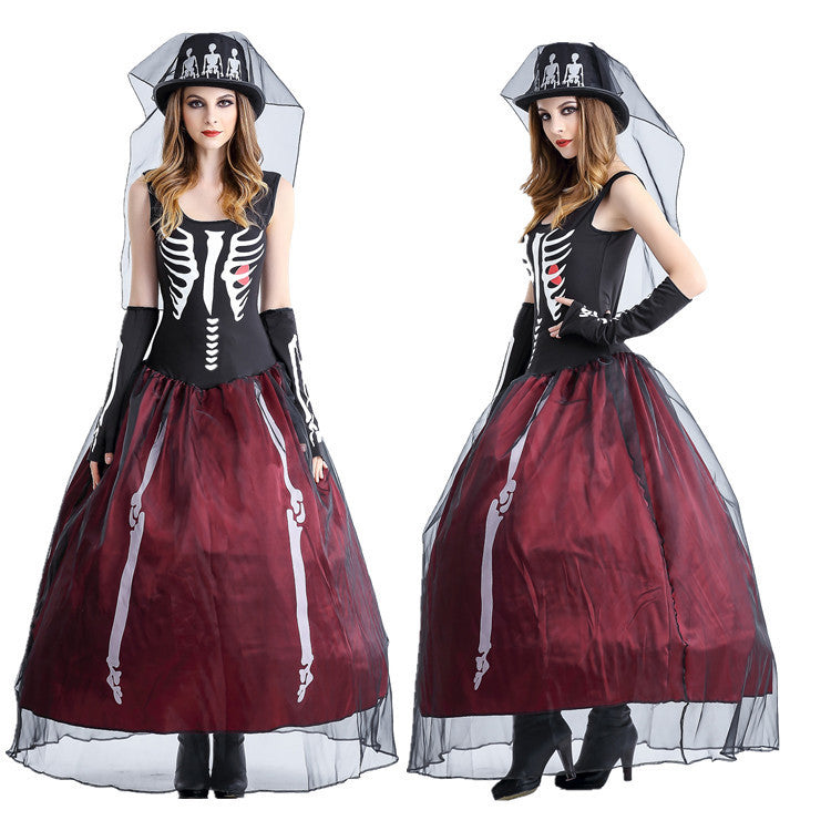 Skeleton Mummy Zombie Bride Costume for Women, costume photo