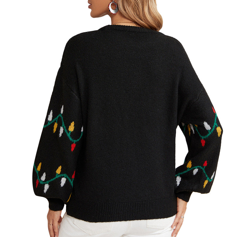 Christmas sweater loose Christmas knit sweater