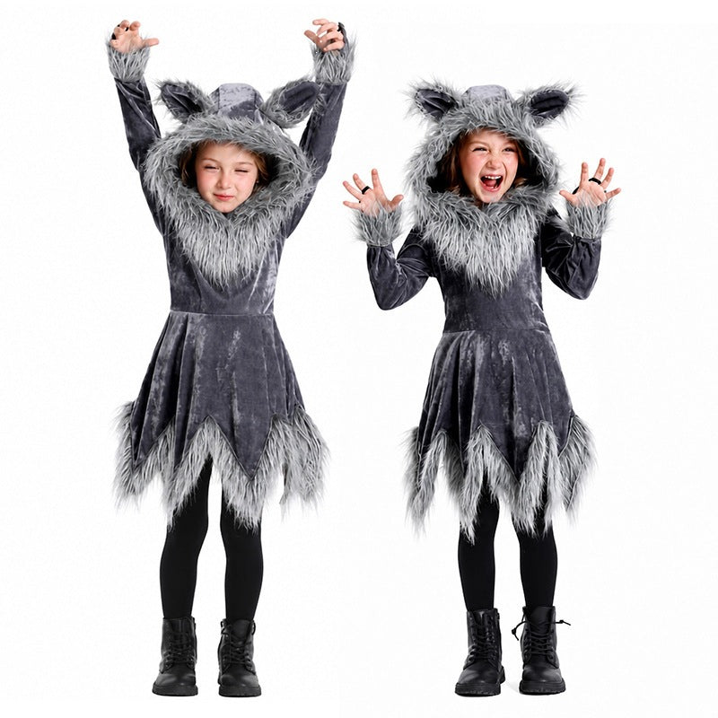 Werewolf Gray Wolf Costume for Kids and Adults, product photo 5 on a white background