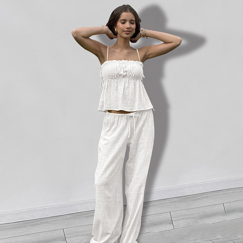 Strap strap pants pajamas two-piece set