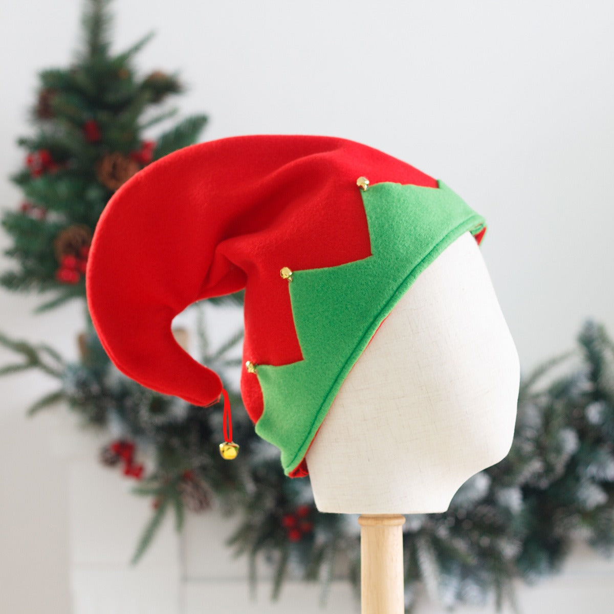 New Christmas elf hat Christmas elf style hat red green hat velvet bell holiday party