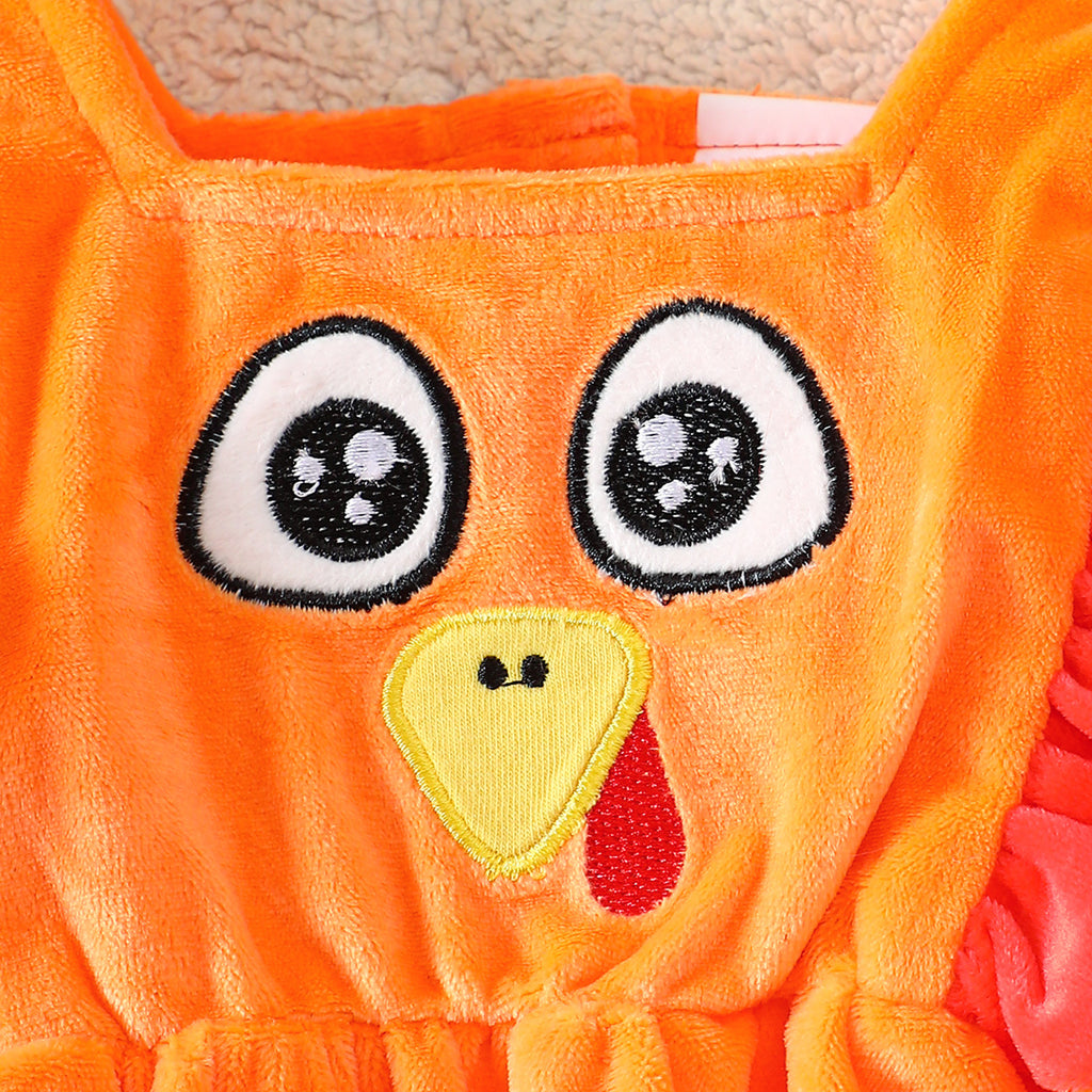 Thanksgiving Turkey Baby Romper Autumn Winter Velvet Long Sleeve Onesie for