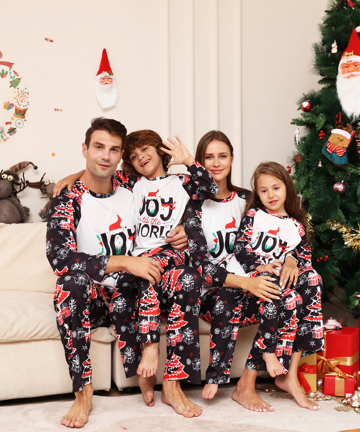 Christmas Family Matching Pajamas Letter Snowflake Star Print Home Wear Sleepwear