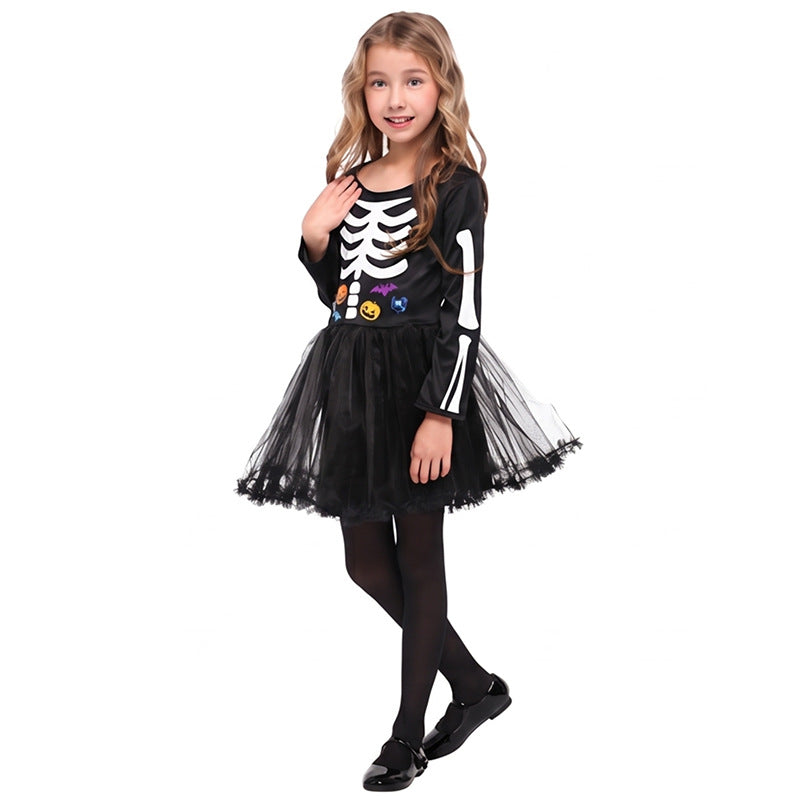 Devil Skeleton Grim Reaper Costume for Girls, product photo 3 on a white background
