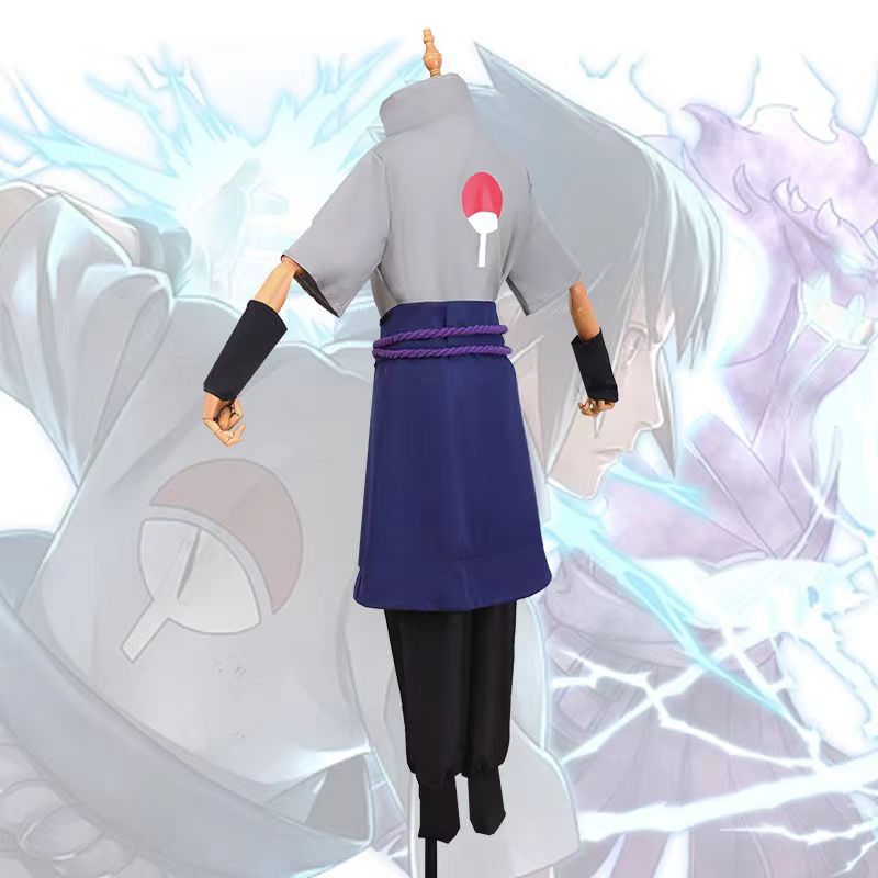 Naruto Shippuden Sasuke Uchiha Cosplay Costume Full Set Adult Halloween Anime – photo 3