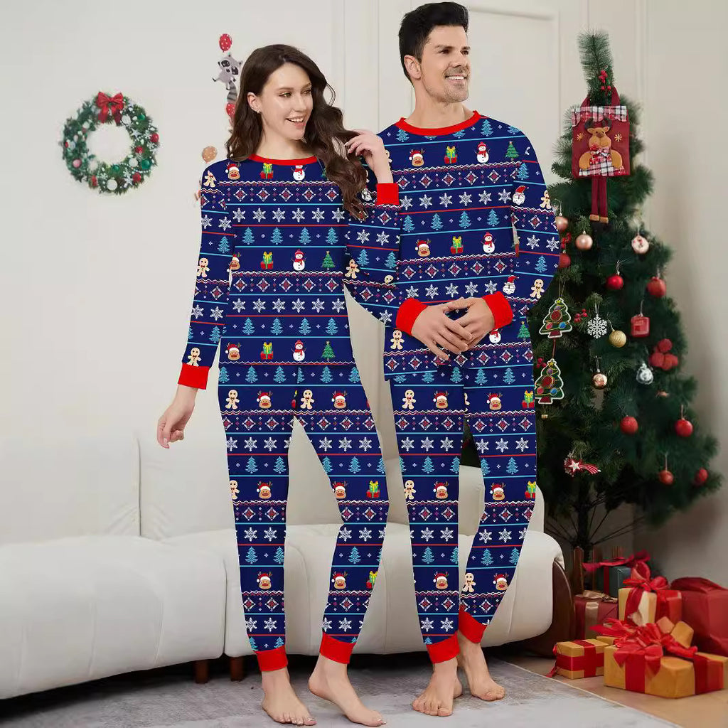 Christmas Snowman Snowflake Stripe Print Family Matching Pajamas Home Wear