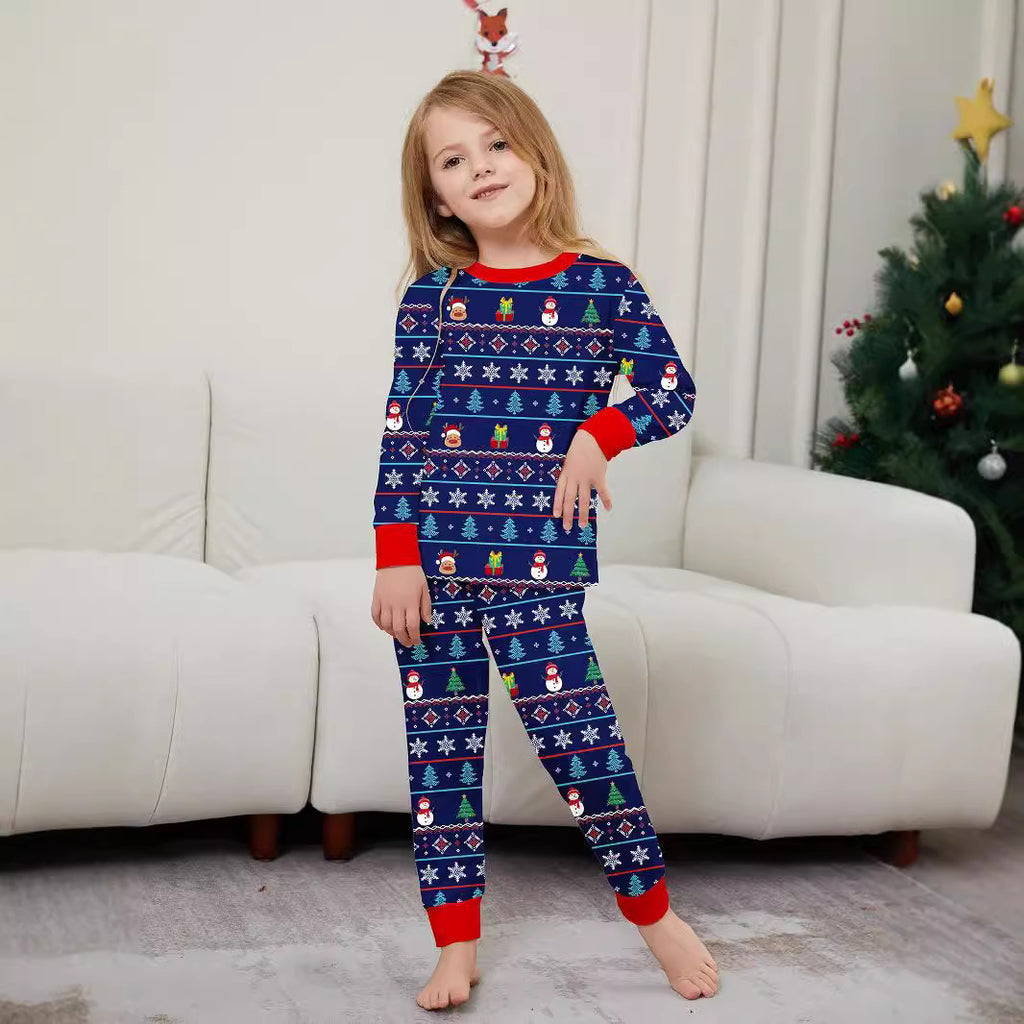 Christmas Snowman Snowflake Stripe Print Family Matching Pajamas Home Wear