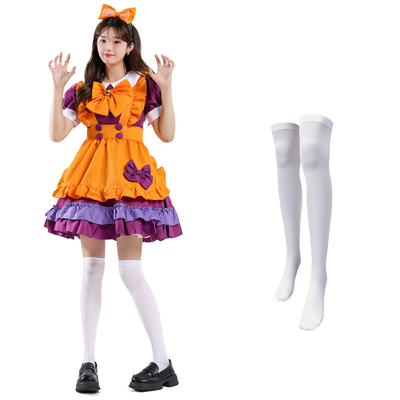 Orange Maid Lolita Costume for Women, product photo 7 on a white background