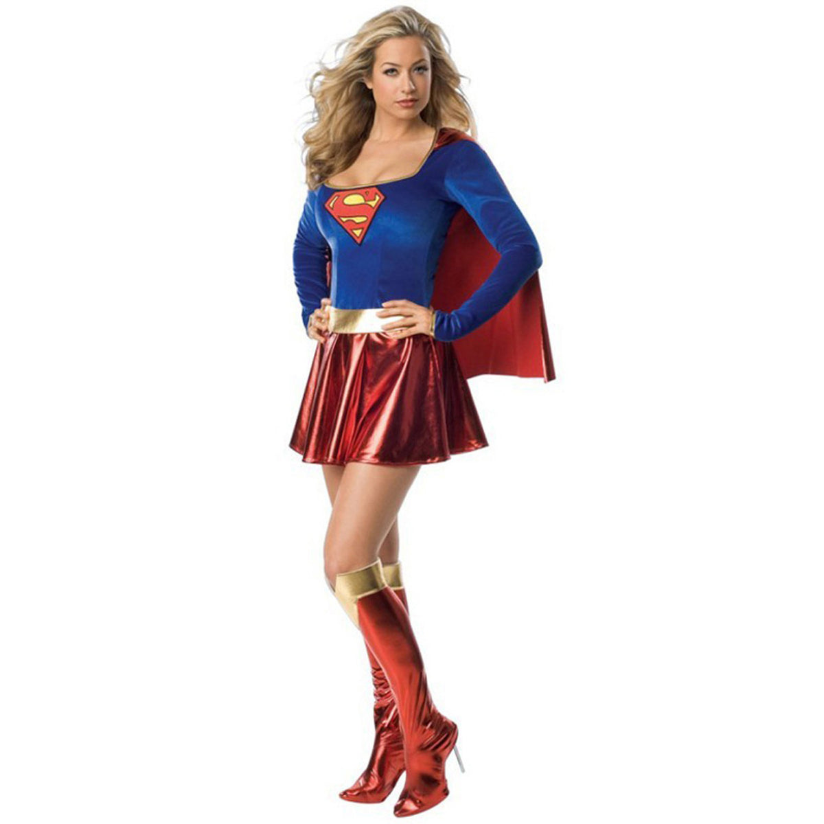 Superhero Costume for Women, front view on a white background