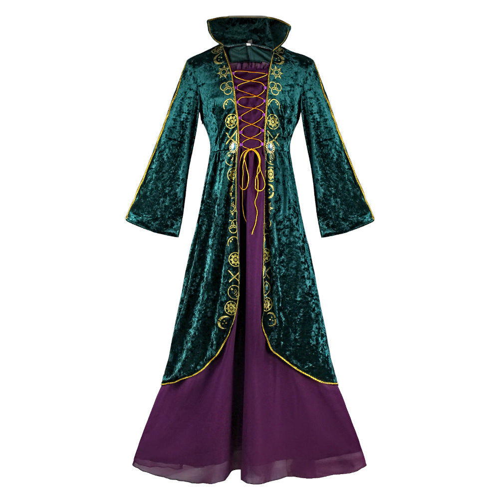 Medieval Costume Adult Halloween Cosplay Renaissance Stage Outfit – Winifred Green Dress