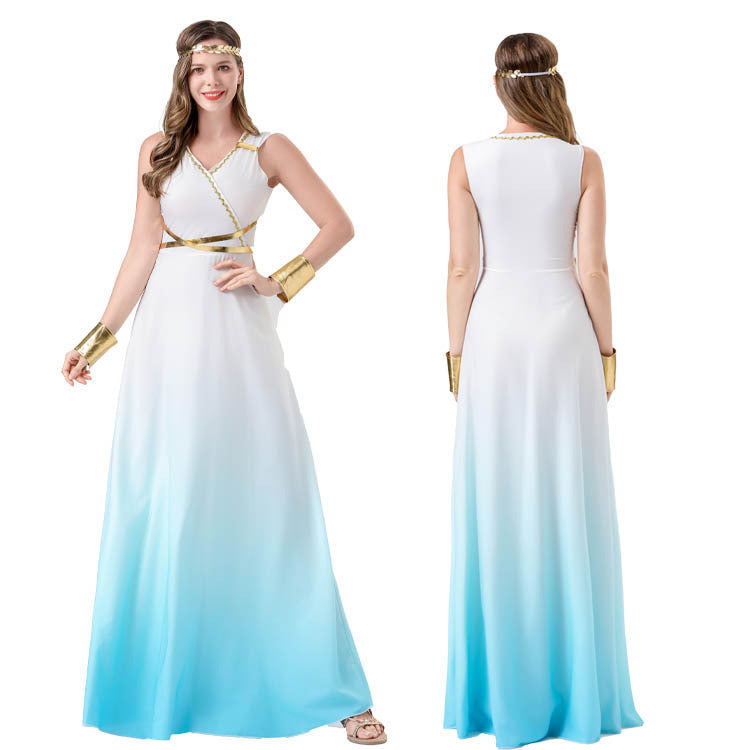 Egyptian Queen Costume Women Maxi Dress Greek Goddess Halloween Cosplay