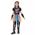 Day of the Dead Skeleton Princess Costume for Girls, front view on a white background