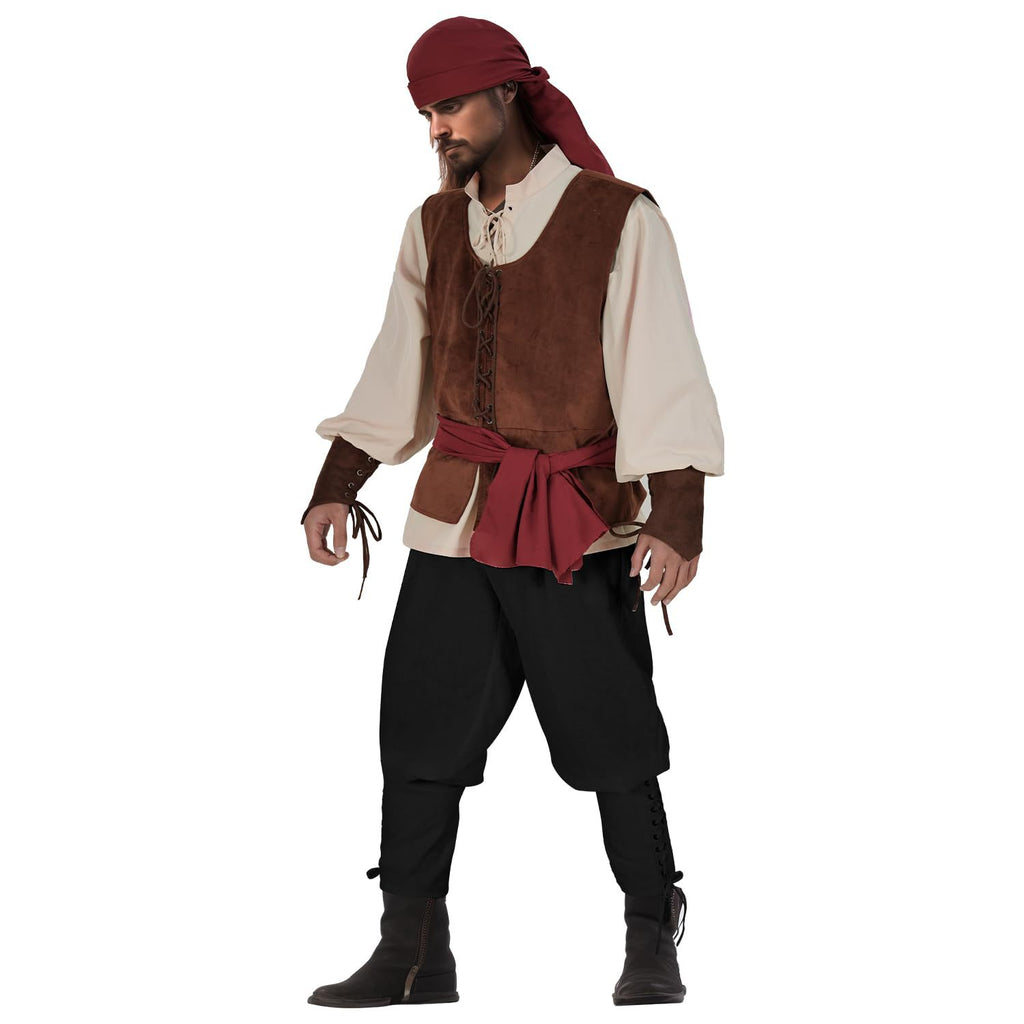 Caribbean Pirate Costume for Adults, product photo 2 on a white background