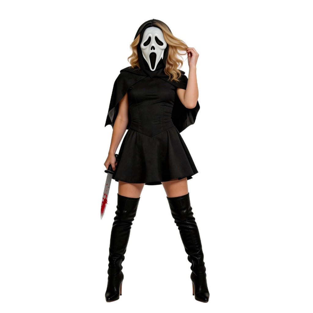 Ghost Face Horror Costume for Women, product photo 3 on a white background