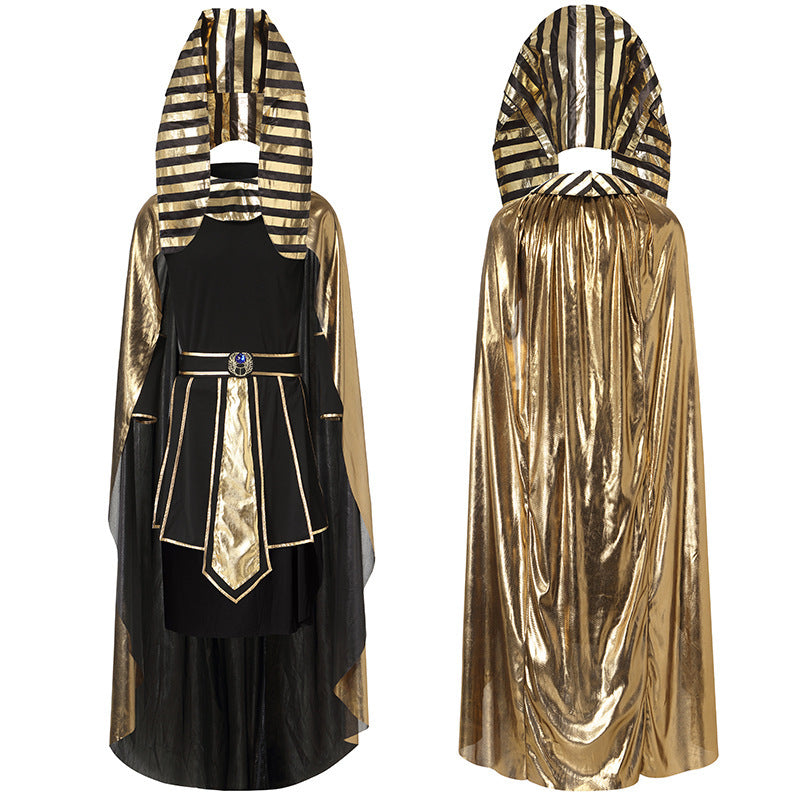Egyptian Pharaoh and Queen Couple Costume Adult Halloween Cosplay Gold