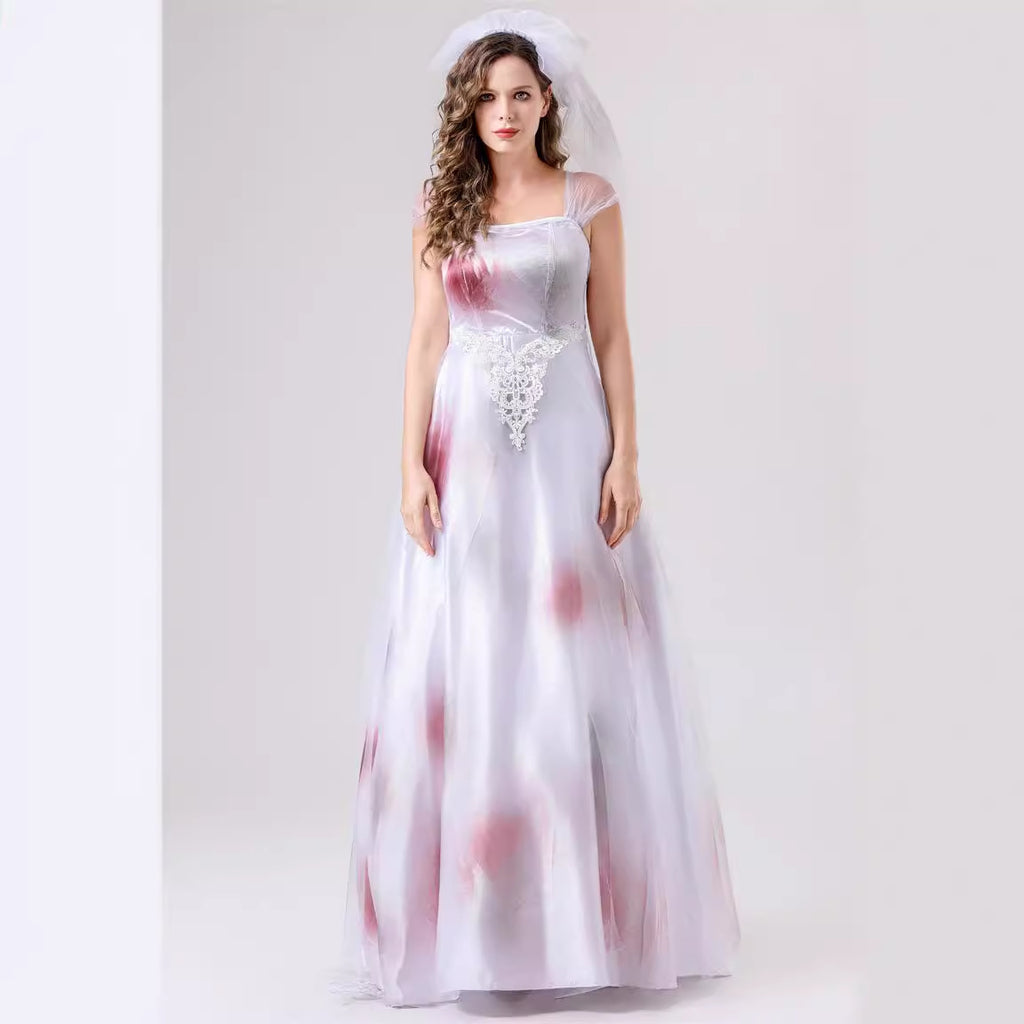 White Ghost Bride Witch Costume for Women, costume photo 2