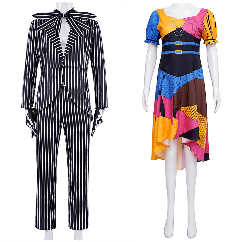 Sally Nightmare Before Christmas Costume Women Patchwork Dress Halloween XS-3XL
