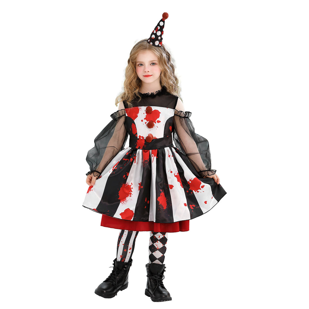 Circus Clown Costume for Girls, product photo 3 on a white background