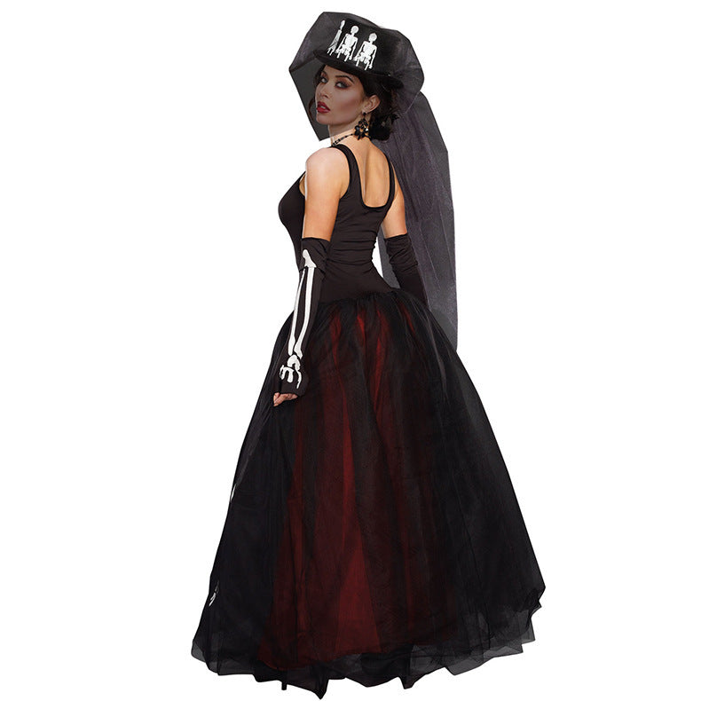 Skeleton Mummy Zombie Bride Costume for Women, product photo 3 on a white background