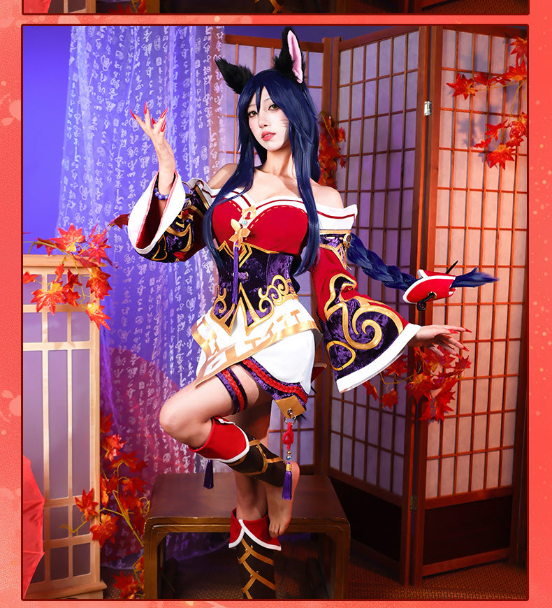 League of Legends Ahri Costume Women Cosplay Halloween Game Outfit – photo 3