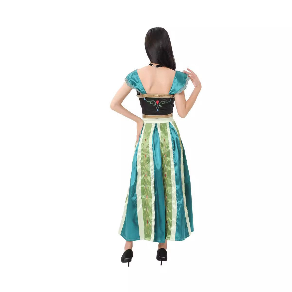 Snow Princess Costume Women Green Long Dress Halloween Cosplay Party S-2XL – photo 3