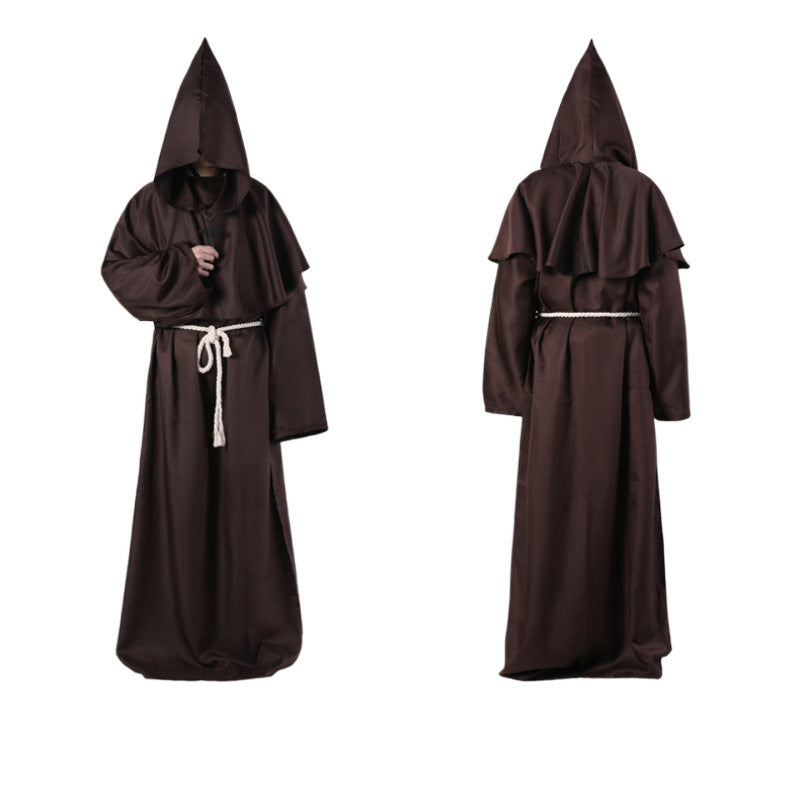 Medieval Monk Robe for Adults, front view on a white background