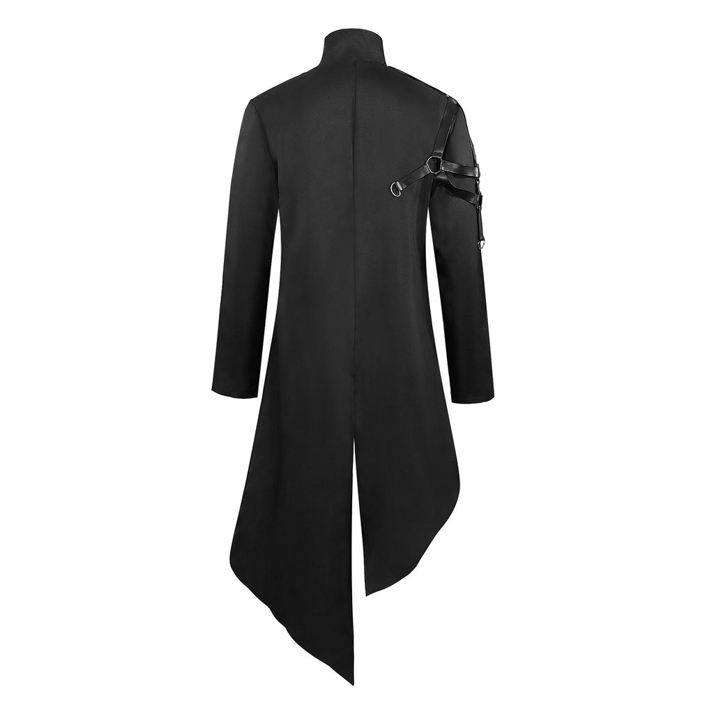 Medieval Renaissance Punk Gothic Long Coat Costume for Adults, costume photo