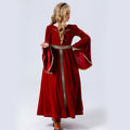 Medieval Renaissance Costume Women Long Dress Halloween Cosplay – Burgundy
