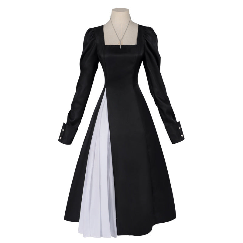 Nun Gothic Lolita Dress for Women, product photo 3 on a white background