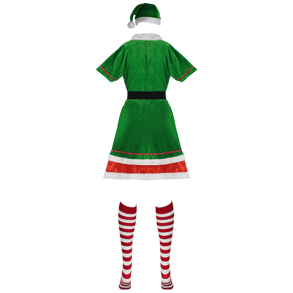 Christmas COS Green Elf Costume, Green Christmas Outfit, Seductive Uniform for Nightclub Stage Performance Wear