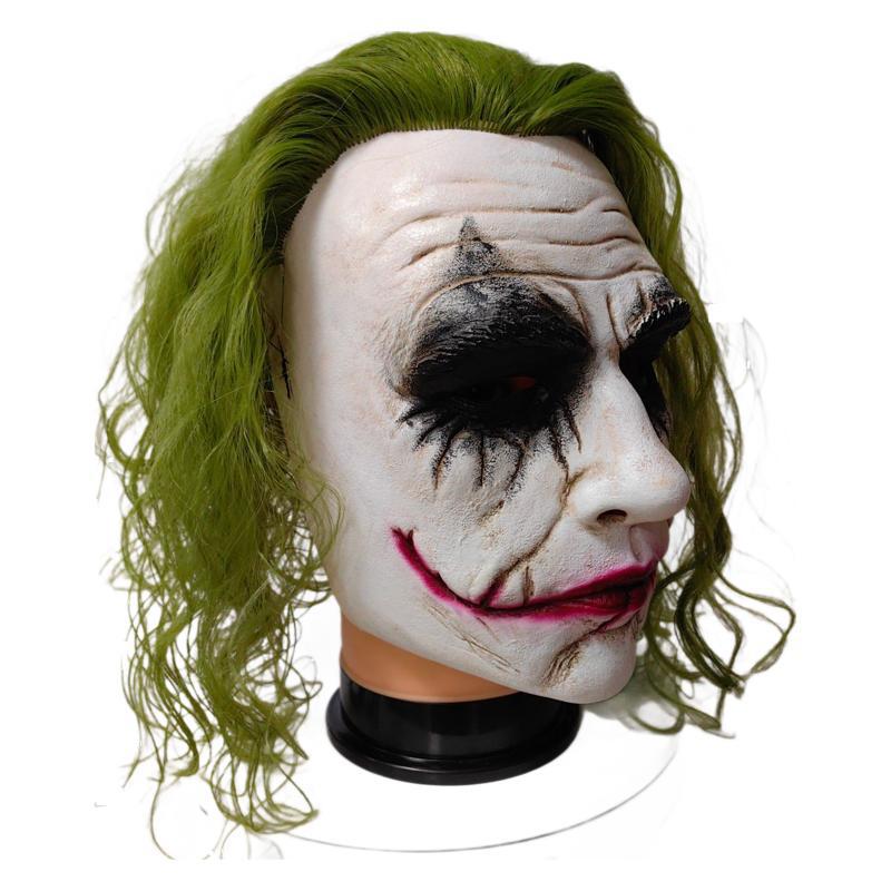Villain Clown Latex Mask for Adults, front view on a white background