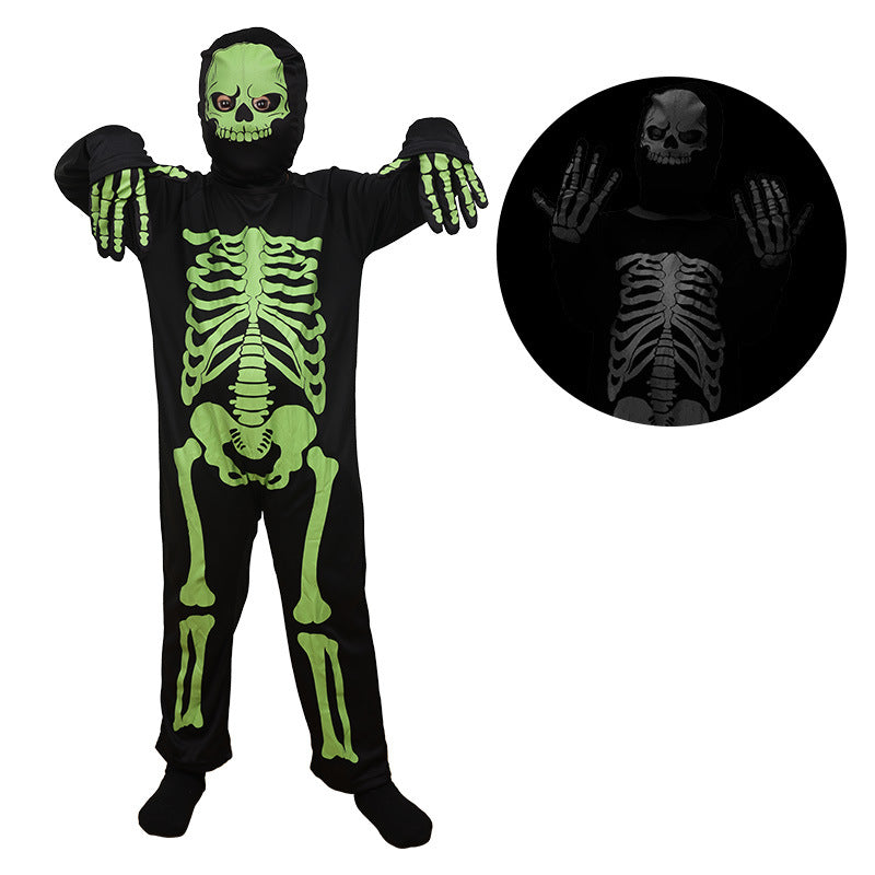 Glow in the Dark Skeleton Ghost Costume for Kids, costume photo