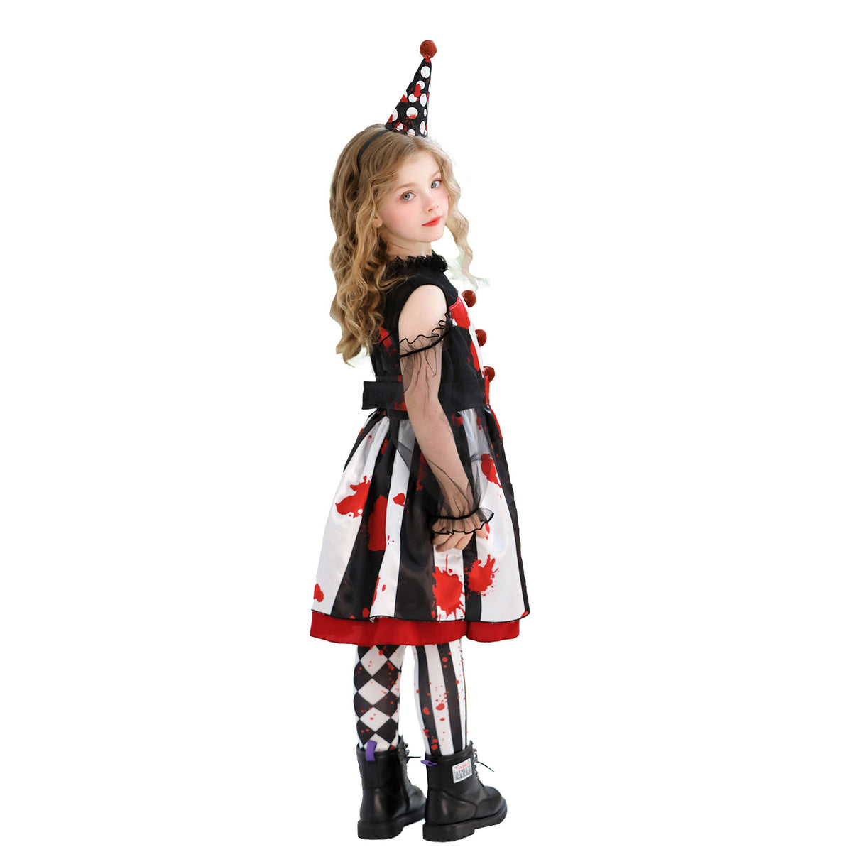 Circus Clown Costume for Girls, product photo 4 on a white background